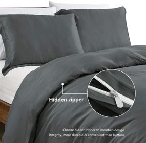 img 1 attached to 💤 CozyLux Organic Bamboo Duvet Cover Set King Size Dark Grey - 3PCS 300TC Luxury Comforter Cover 104"x 90", Oeko-Tex Cooling Bedding with Zipper Closure and Corner Ties, Dark Gray