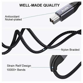 img 3 attached to 🖨️ 10ft Nylon Braided USB C to USB B Printer Cable for MacBook Pro, HP, Canon, Brother, Epson, Dell, Samsung Printers, DYMO LabelWriter