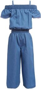 img 1 attached to 👧 Nautica Chambray Button Jumpsuit for Girls' Clothing Size 14 - Jumpsuits & Rompers
