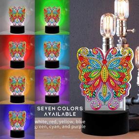 img 2 attached to 🦋 Enhance Your Décor with a 5D Diamond Painting Butterfly LED Lamp - 7 Color-Changing Night Light for Bedroom, Living Room, and Office - USB Rechargeable & Battery Powered