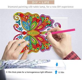 img 1 attached to 🦋 Enhance Your Décor with a 5D Diamond Painting Butterfly LED Lamp - 7 Color-Changing Night Light for Bedroom, Living Room, and Office - USB Rechargeable & Battery Powered