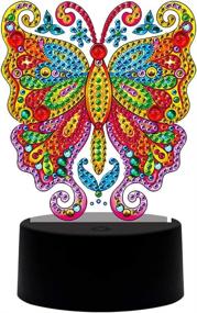 img 4 attached to 🦋 Enhance Your Décor with a 5D Diamond Painting Butterfly LED Lamp - 7 Color-Changing Night Light for Bedroom, Living Room, and Office - USB Rechargeable & Battery Powered