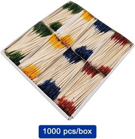 img 2 attached to 🔵 BLUE TOP Wood Frill Picks Toothpicks 4 Inch Pack 1000 – Perfect for Fruit, Appetizers, Club Sandwiches, and Parties!