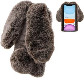 img 4 attached to 🐰 LG Stylo 6 Rabbit Case - LCHDA Cute 3D Bunny Ears Soft Furry Hairball Fuzzy Warm Winter Faux Fur Plush Fluffy Flexible TPU Bumper Women Girls Protective Skin Cover (Brown)