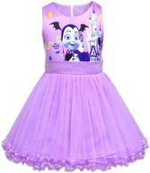 adorable pcloud little girls printed princess dress: perfect for cartoon-themed parties! logo