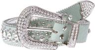 stylish women's western cowgirl leather belt with alligator texture and rhinestone studs logo