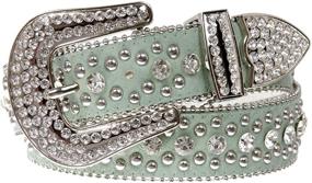 img 3 attached to Stylish Women's Western Cowgirl Leather Belt with Alligator Texture and Rhinestone Studs