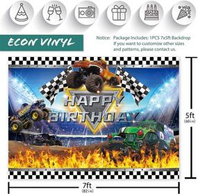 img 3 attached to Captivating Monster Truck Themed Backdrop: Seasonwood 7x5ft for Unforgettable Baby Boys Kids Birthday 🚛 Party Photography – Grave Digger Racing Cars Cake Table Decorations, Banner, Photo Booth Props & More!