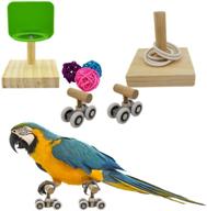 🦜 vehomy bird puzzle toy set - parrot trick tabletop toy, bird basketball toy, mini roller skates toy - small medium parrots bird intelligence training toys - parrot educational wooden toys - 3 pack logo