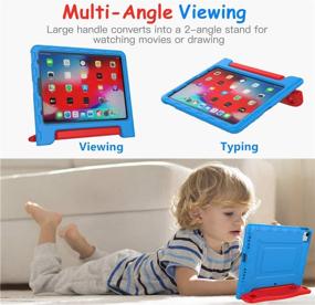 img 2 attached to 🔵 Rugged and Versatile Kids Case for iPad Air 4th Gen and iPad Pro 11": Lightweight, Shockproof, Convertible Protection with Built-in Handle Stand, in Blue & Red