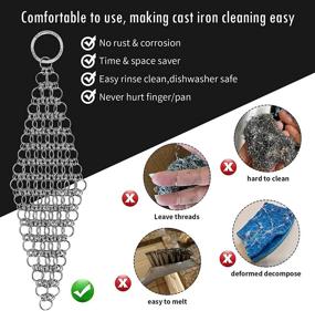 img 3 attached to 🧼 Herda 2Pack Cast Iron Cleaner Chain Mail Scrubber: Efficient Cleaning for Pre-Seasoned Pans, Pots, Dutch Ovens, Grills, and Griddle Pan