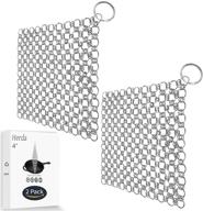 🧼 herda 2pack cast iron cleaner chain mail scrubber: efficient cleaning for pre-seasoned pans, pots, dutch ovens, grills, and griddle pan logo