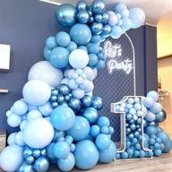 🎈 130pcs boy's birthday balloons garland kit: different blue macaron sizes for elegant baby shower, wedding party decoration logo