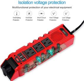 img 1 attached to 🚘 High-Performance 150W Car Power Inverter for 12V DC to 110V AC Conversion - 3 AC Outlets, 2 Quick Charger 2.4A USB Ports, and Cigarette Lighter Socket Charger Adapter