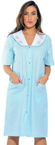 img 3 attached to Dreamcrest Women's Short Sleeve Duster Housecoat - Stylish and Comfy Sleepwear for Women