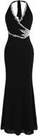 💃 stunning angel-fashions halter v neck beaded slim long black dress for women logo