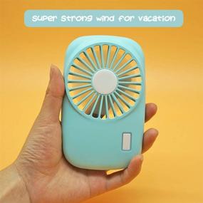 img 3 attached to 💨 Small Portable Rechargeable Fan by Mikikin - Adjustable Speed Mini Handheld USB Fan for Outdoor, Room, Camping, Office, and Travel (Blue)