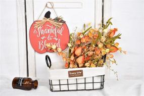 img 1 attached to 🍁 Enhance Your Thanksgiving Décor with GRBAMBI Artificial Fall Swag, Featuring 18.5-inch Fall Colors, Grain Ears and Paper Flowers for Your Front Door