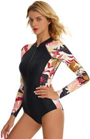 img 1 attached to Yateen Womens Sleeve Swimsuit Zipper Women's Clothing for Swimsuits & Cover Ups