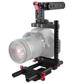 img 4 attached to CAMVATE Camera Cage Rig Top Handle Tripod Mount Plate - Red (Compatible with Nikon, Sony, Panasonic)