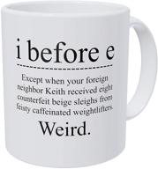 i before e - weirdly funny grammar mug for english teachers: 11 ounces of coffee, school motivation, puns, and corrections! logo
