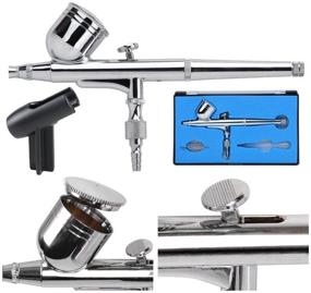 img 2 attached to 💄 AW Pro Makeup Airbrush Kit 0.3mm Dual-Action Spray Gun Compressor - Ideal for Tattoo, Hobby, and Decoration