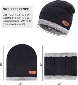 img 1 attached to Men Women's Winter Beanie Hat Scarf Set - Warm Knit Hat with Thick Fleece Lining - Cozy Winter Cap Neck Warmer for Men and Women