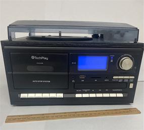 img 3 attached to TechPlay ODC128BT: All-In-One Black Wood Turntable with Cassette Player, CD/MP3 SD Card/USB Player, Digital AM/FM Radio, Alarm Clock, Remote, and External Speakers