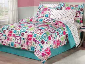 img 3 attached to 🛏️ Twin Teal Girls Comforter Set - My Room Peace Out with Bedskirt