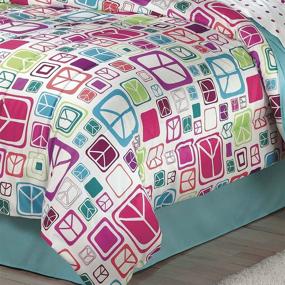 img 2 attached to 🛏️ Twin Teal Girls Comforter Set - My Room Peace Out with Bedskirt