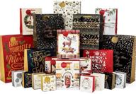 christmas gift bags bulk set - 24 count: 4 🎁 jumbo, 6 large, 6 medium, 8 small for wrapping holiday gifts logo