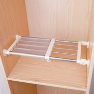 🛒 hershii closet tension shelf: adjustable metal storage rack for cabinet wardrobe with diy divider logo