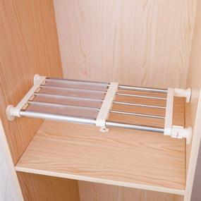 img 4 attached to 🛒 Hershii Closet Tension Shelf: Adjustable Metal Storage Rack for Cabinet Wardrobe with DIY Divider