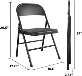 img 2 attached to COSCO Всеметаллический складной стул - полноразмерный, с двойной усиленной конструкцией, 4 штуки, черный: максимальный комфорт и прочность на все случаи жизни!