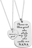 👵 feelmem nana's girl heart pendant granddaughter necklace: a sentimental grandma necklace set - perfect family jewelry for a memorable birthday gift logo