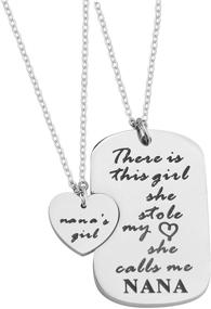 img 4 attached to 👵 FEELMEM Nana's Girl Heart Pendant Granddaughter Necklace: A Sentimental Grandma Necklace Set - Perfect Family Jewelry for a Memorable Birthday Gift