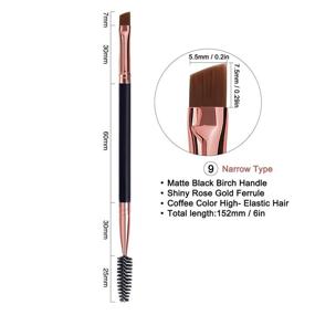 img 3 attached to 🖌️ Duo Eyebrow Brush Set with Spoolie, Angled Brow Brush, and Eyelash Brush for Eye Makeup - 5pcs (Black)