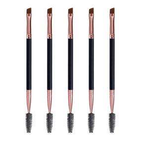 img 4 attached to 🖌️ Duo Eyebrow Brush Set with Spoolie, Angled Brow Brush, and Eyelash Brush for Eye Makeup - 5pcs (Black)