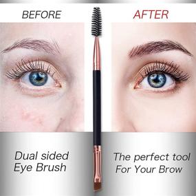 img 2 attached to 🖌️ Duo Eyebrow Brush Set with Spoolie, Angled Brow Brush, and Eyelash Brush for Eye Makeup - 5pcs (Black)