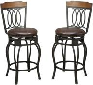 🪑 poundex pdex-f1523 bobkona earline 24" brown swivel bar stool set - pack of 2: enhance your space with comfortable seat height! logo