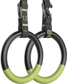 img 4 attached to Enhance Your Workout with QUOLIX Gymnastic Rings: Adjustable Straps for Non-Slip Pull-Ups, All-in-One Suspension Trainer for Home Gym, Exercise & Calisthenics Training