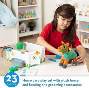 img 3 attached to 🐴 Melissa & Doug Feed & Groom Horse Care Play Set With Plush Stuffed Animal (23 pcs): Interactive Toy for Kids with Realistic Horse Care Experience