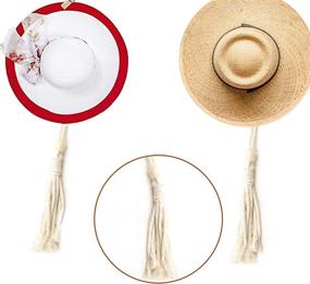 img 2 attached to 🧢 Hat Organizer Wall Hanging: Bohemian Womens Hat Rack with Hand Weaving, Ideal for Wide Brim and Fedoras Baseball Caps - Wooden Display Rack for Wall Storage