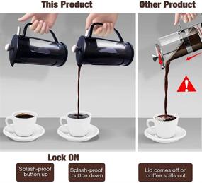 img 3 attached to ФИФОКИЧО 34 унции Френч-пресс кофеварка - Боросиликатное стекло, нержавеющая сталь, 3 фильтра, легкочистящая, для заварки кофе и чая - Можно мыть в посудомоечной машине, не содержит БПА.