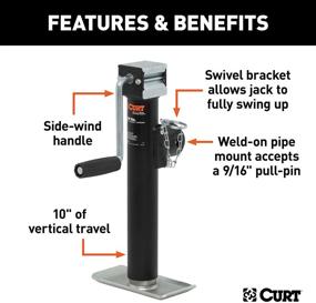 img 2 attached to CURT 28321 Weld-On Pipe-Mount Swivel Trailer Jack: 2,000 lbs. Capacity, 10 Inches Vertical Travel - Ultimate Solution for Reliable Trailer Support