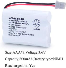 img 2 attached to 🔋 QBLPOWER BT446 BT-446 Cordless Phone Battery Rechargeable - Compatible with Uniden BBTY0503001 BT-1004 BT-1005 GE-TL26402 BT-504 CPH-488B 3.6V 800mAh (2 Pack): High-performance Replacement Batteries