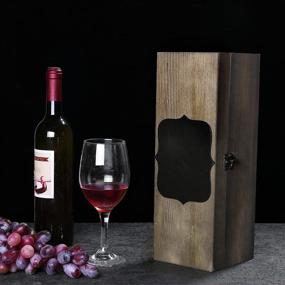 img 3 attached to 🍷 Set of 2 Rustic Wooden Wine Gift Box & Carrying Case with Chalkboard Label - MyGift