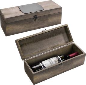 img 4 attached to 🍷 Set of 2 Rustic Wooden Wine Gift Box & Carrying Case with Chalkboard Label - MyGift