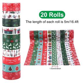 img 2 attached to 🎁 MIAHART 20 Rolls Christmas Washi Tape Set: Decorative Xmas Masking Tape for Holiday Gift Wrapping, Party Decorations