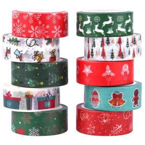 img 3 attached to 🎁 MIAHART 20 Rolls Christmas Washi Tape Set: Decorative Xmas Masking Tape for Holiday Gift Wrapping, Party Decorations